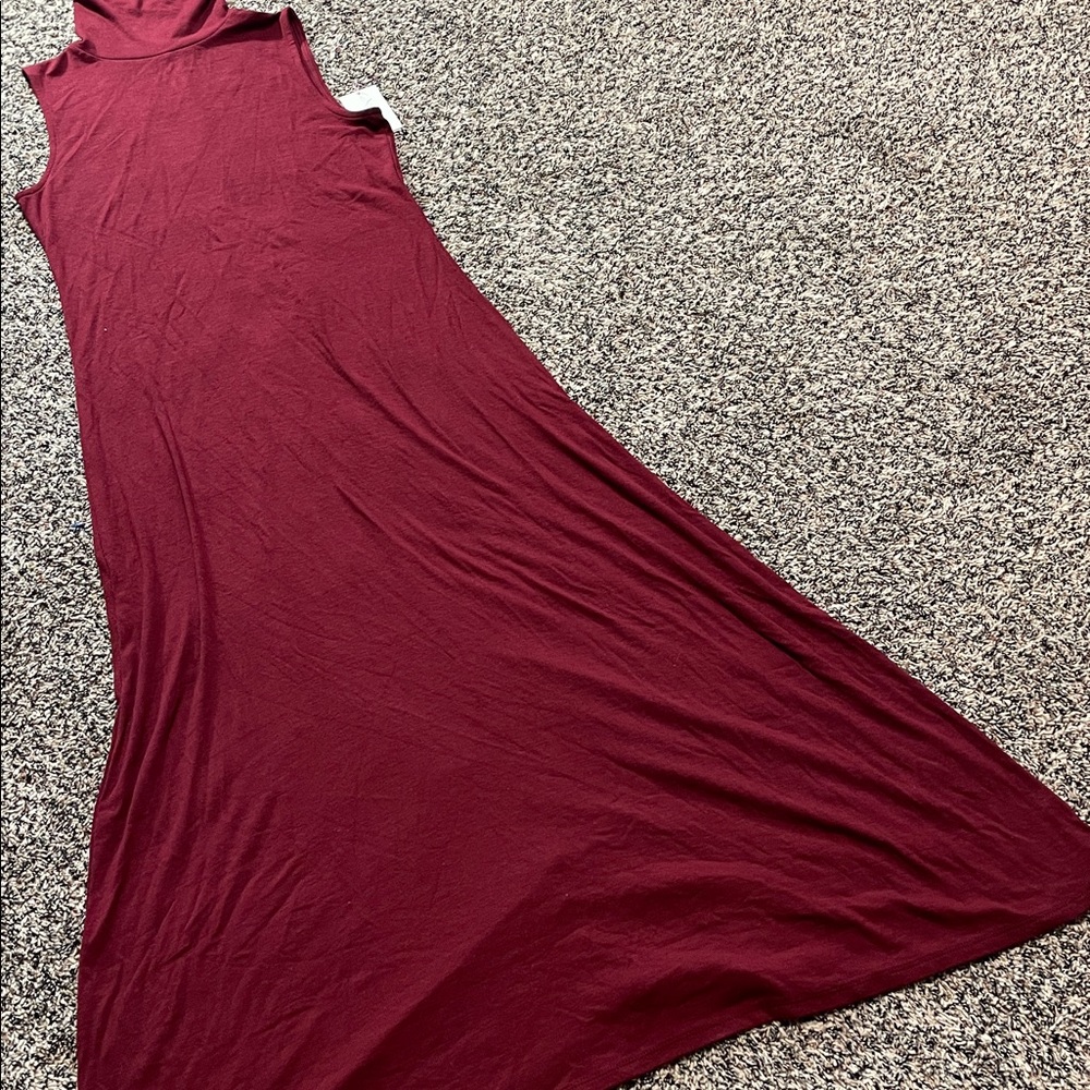 A New Day Knit Mock Neck Sleeveless Maxi Dress Burgundy Woman’s Size M | NWT - Picture 3 of 6